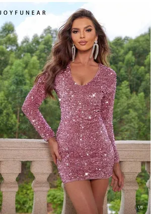 SHEIN pink sequin mini dress thumbnail 1