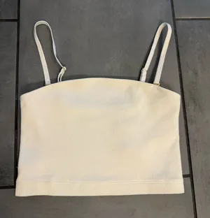 Abercrombie & Fitch White Ribbed 90s Cropped Cami Tank Top - White thumbnail 1