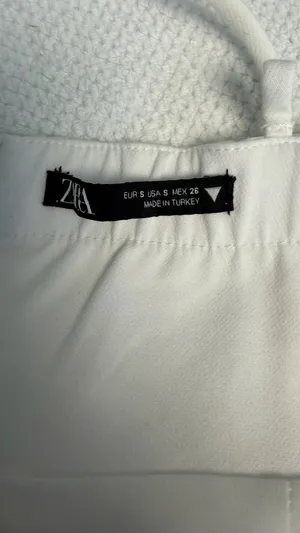 Zara White Deep V-Neck Pleated Bust Mini Dress Size S thumbnail 5