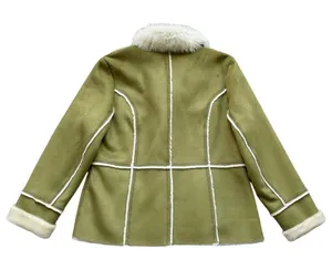 🔃Novelti Adorable Junior Green Faux Suede Faux Fur Jacket thumbnail 2