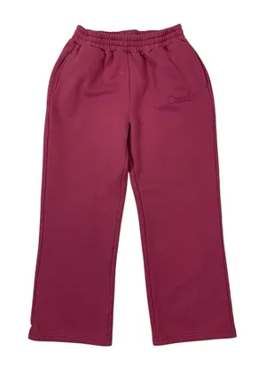 Comfrt Burgundy Sweatpants L Wide Leg Oversized Fleece Lounge Athleisure thumbnail 1