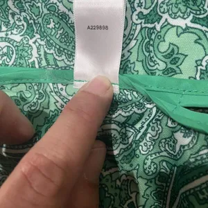 Dennis Basso Women's Sz XXS Water Resistant Button‎ Front Jacket Green Paisley thumbnail 7
