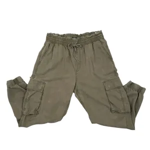 ABERCROMBIE & FITCH Paperbag Tencel Cargo Pant Jogger Sz L Burn Olive Grunge Y2K thumbnail 4