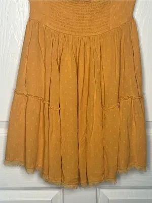 Free People Sz XS Strapless Mustard Yellow Mini Dress thumbnail 6