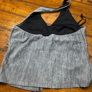 Obe Womens Gray Space Dye Halter Top Built-in Shelf Bra Front Slit Size‎ M USA thumbnail 2