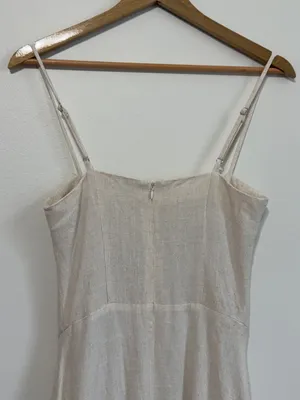 PEPPERMAYO Angelina Linen Maxi Dress Size XS / 2 Cream Oatmeal Summer Beach boho thumbnail 9