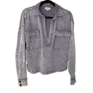 Evereve Ana Pocket Sweatshirt Washed Purple Gray XS Lounge Casual thumbnail 2
