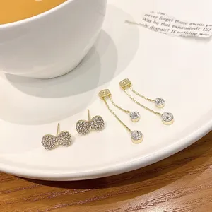 CZ Cubic Zirconia Bow Dangle Drop Earrings for Women thumbnail 3