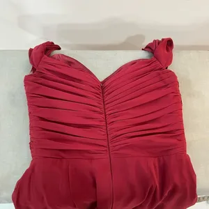 Dessy Collection 2844 Burgundy Off The Shoulder Chiffon Bridesmaid Dress Size 0 thumbnail 10