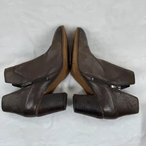 Franco‎ Sarto Womens Dark Brown Leather Pointed Toe Block Heel Ankle Booties 8M thumbnail 7