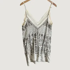 Free People Ivory Beaded Sequin Geometric Embellished Cami Tank Top XS thumbnail 3