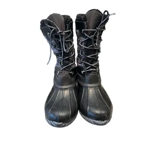 Lands End Womens 502432 Lined Winter Duck Boots‎ Mid Calf Lace Up Black Gray 11 thumbnail 2