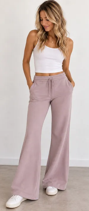 Athleta Forever Mid Rise Flare Sweatpants Light Mauve Size Medium 28” Inseam thumbnail 1