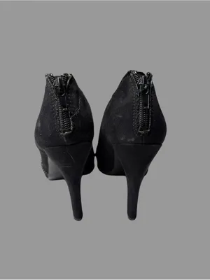 Nine West Black Suede Peep-Toe Stiletto Heels thumbnail 7
