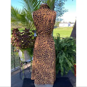 Donna Morgan Animal Print Button Up Belted Jumper Dress thumbnail 8