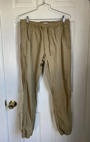 Old Navy jogger pants men's Medium khaki tan beige Flex stretch material READ thumbnail 1