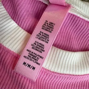 Skims Size M Ringer Long Sleeve Crop‎ Top Bubblegum Pink Soft Lounge Ribbed thumbnail 3