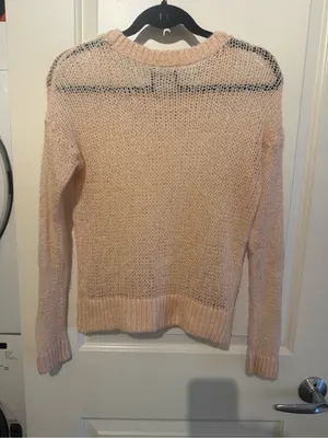 Abercrombie & Fitch Pale Pink Open-Knit Crewneck Sweater thumbnail 6
