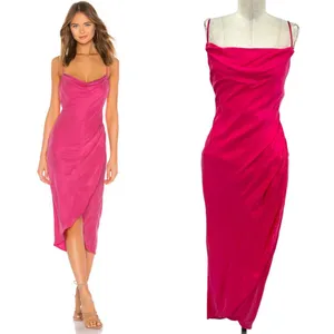 Lovers and Friends Noah‎ Wrap Dress Slip Sleeveless Satin Hot Pink Size Small thumbnail 2