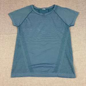 Athleta Shirt Womens Small Blue Striped Crew Neck Lightweight Athletic Top thumbnail 1