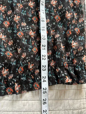 Natural life, black sheer floral BoHo cottage peasant, 3/4 sleeve blouse top XL thumbnail 13
