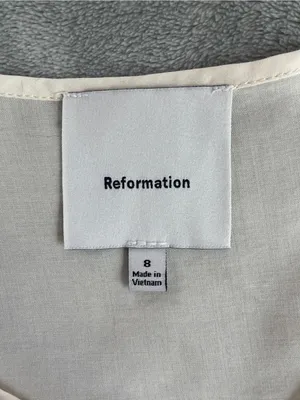 Reformation Floria Top Button-Front back tie Cream minimalist career classic 8 thumbnail 5