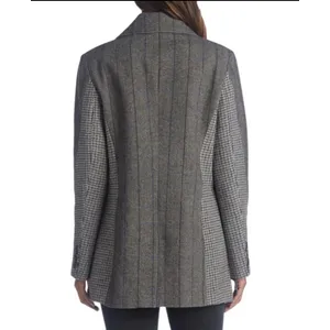 7‎ For All Mankind Womens Mixed Pattern Double Breasted Blazer Gray Wool Blend L thumbnail 2