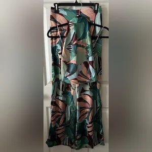 Rachel Zoe Women’s 2-Piece Tropical‎ Palm Print Satin Halter & Pant Set Small thumbnail 5