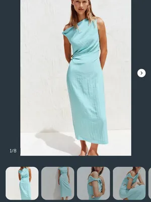 Zara Light Aqua Sheath Dress with Side Drape thumbnail 2