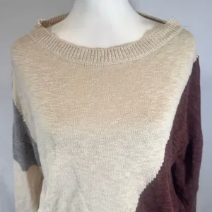 Jhon Peters cream brown and gray color block sweater size large thumbnail 5