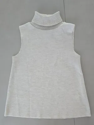 Zara Sleeveless Turtleneck Knit Tank In Cream Size S thumbnail 1
