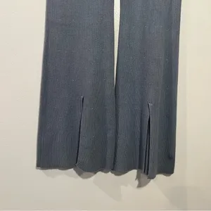 NWOT Abercrombie & Fitch Ribbed‎ Kick Flare High Rise Sweater Pant Blue Large thumbnail 3