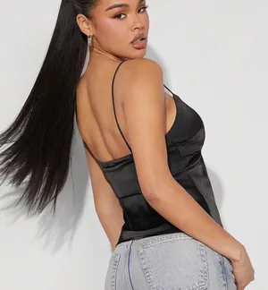 SheIn Tie Front Asymmetric Satin Cami Top thumbnail 2