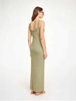 By Malene Birger Lio Ribbed Midi Dress Green Size XS thumbnail 3