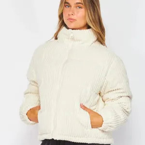 Miami Cream Textured Cropped Puffer Jacket thumbnail 5
