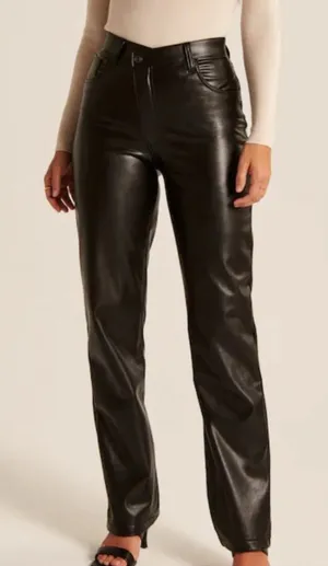 NEW Abercrombie & Fitch Curve Love 90's Straight Ultra High Rise Black 24 Plus thumbnail 1