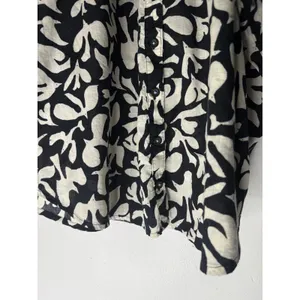Danielle Knoll Anthropologie Whimsy‎ Bird Black White Button Down small boho thumbnail 3