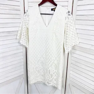 Alexia Admor Lace‎ Front Bell Sleeve Sheath Dress Small Ivory White Half Sleeve thumbnail 8