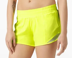 Lululemon Hotty‎ Hot High Rise Lined Shorts Neon Yellow Size 12 Activewear thumbnail 1