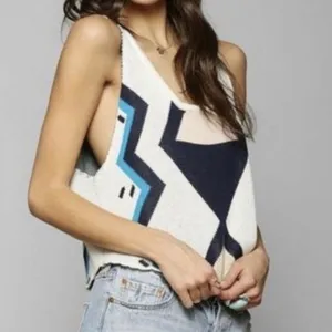 Somedays Lovin Tribal Knit Tank Top Scallop Hem Cotton Boho Size Small NWT thumbnail 3