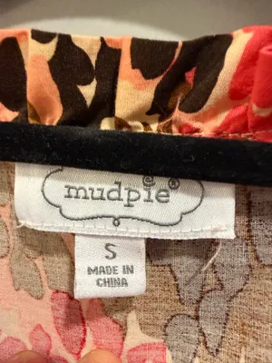 Mudpie V-Neck Ruffle Detail Patterned Midi Dress Pink Orange Multi thumbnail 6
