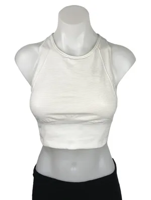 Lululemon White Striped Racerback Athletic Yoga Crop Tank Top Sports Bra Size S thumbnail 1