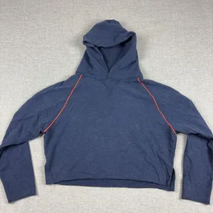 Lululemon Hoodie Womens 10 Blue Lightweight Cropped Pullover Raglan Logo Top thumbnail 1