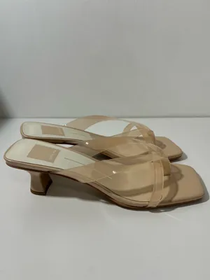 Dolce Vita Brevel Nude Vinyl Praline Jelly PVC Clear Strap Slide Sandal Heels thumbnail 9
