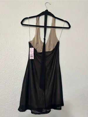 wild fable Black Sheer Halter Backless Mini Dress thumbnail 5