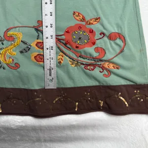 Double D Ranchwear Sage Green Beaded‎ Floral Embroidered Tunic Dress L READ thumbnail 3