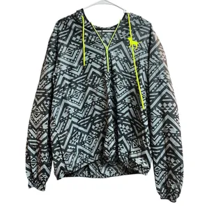 Victoria's Secret PINK Gray Black Aztec Print Anorak Pullover Windbreaker M/L thumbnail 1