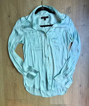 Banana Republic Dillon Classic Fit Button Down Shirt XS Aqua Blue Roll Tab thumbnail 1