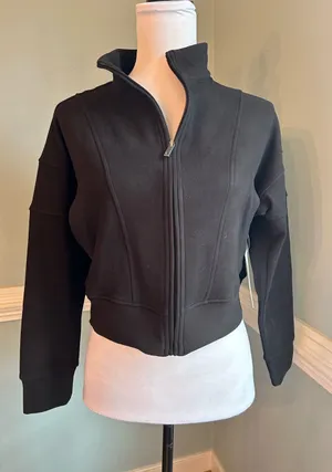 Black Cropped fleece Zip thumbnail 1