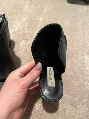 Steve Madden Black Leather Open Toe Booties thumbnail 3